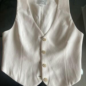 Wilfred White Fitted Notched Collar Blouse-Brand New-Never Worn